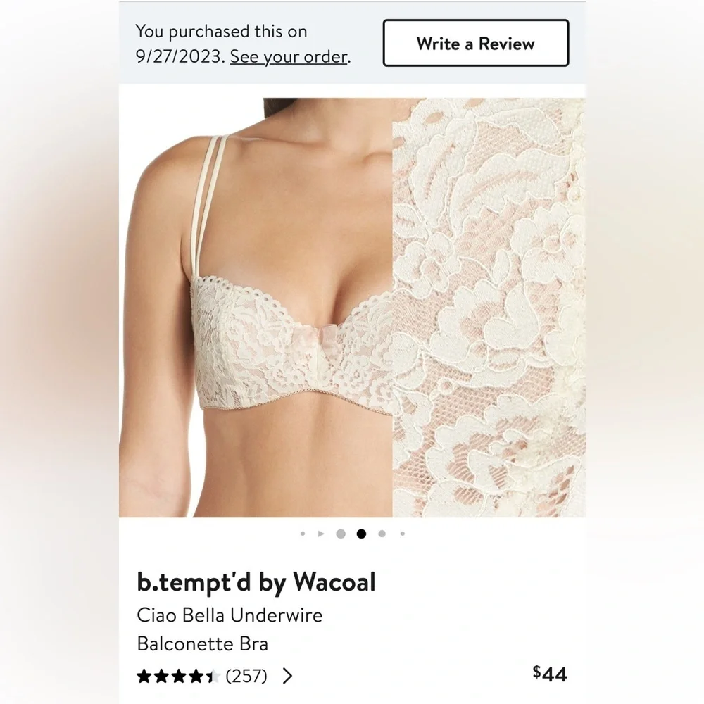 b.tempt’d by Warcoal ivory balconette bra